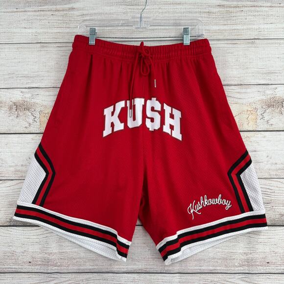Kush Kowboy Basketball Shorts Mens XL Red White Black Drawstring Streetwear - Picture 1 of 8